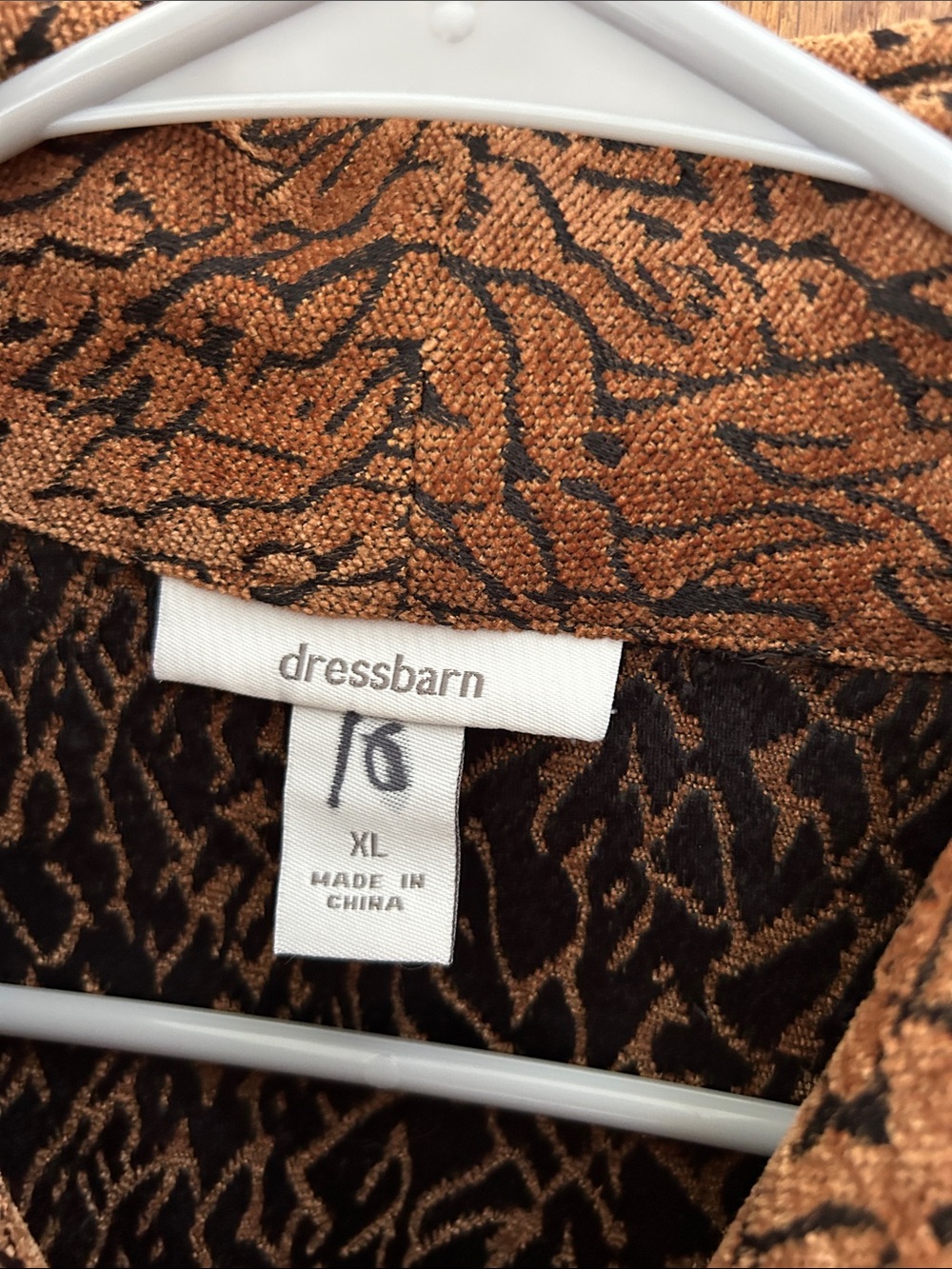 Dress Barn Brown Patterned Teddy Zip Jacket image 4